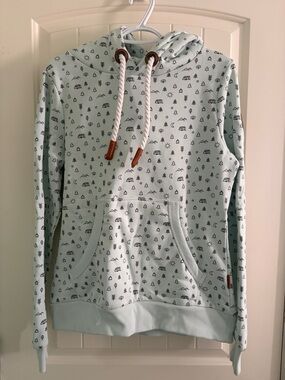 Wanakome Mint Hoodie with Tiny Black Nature Icons